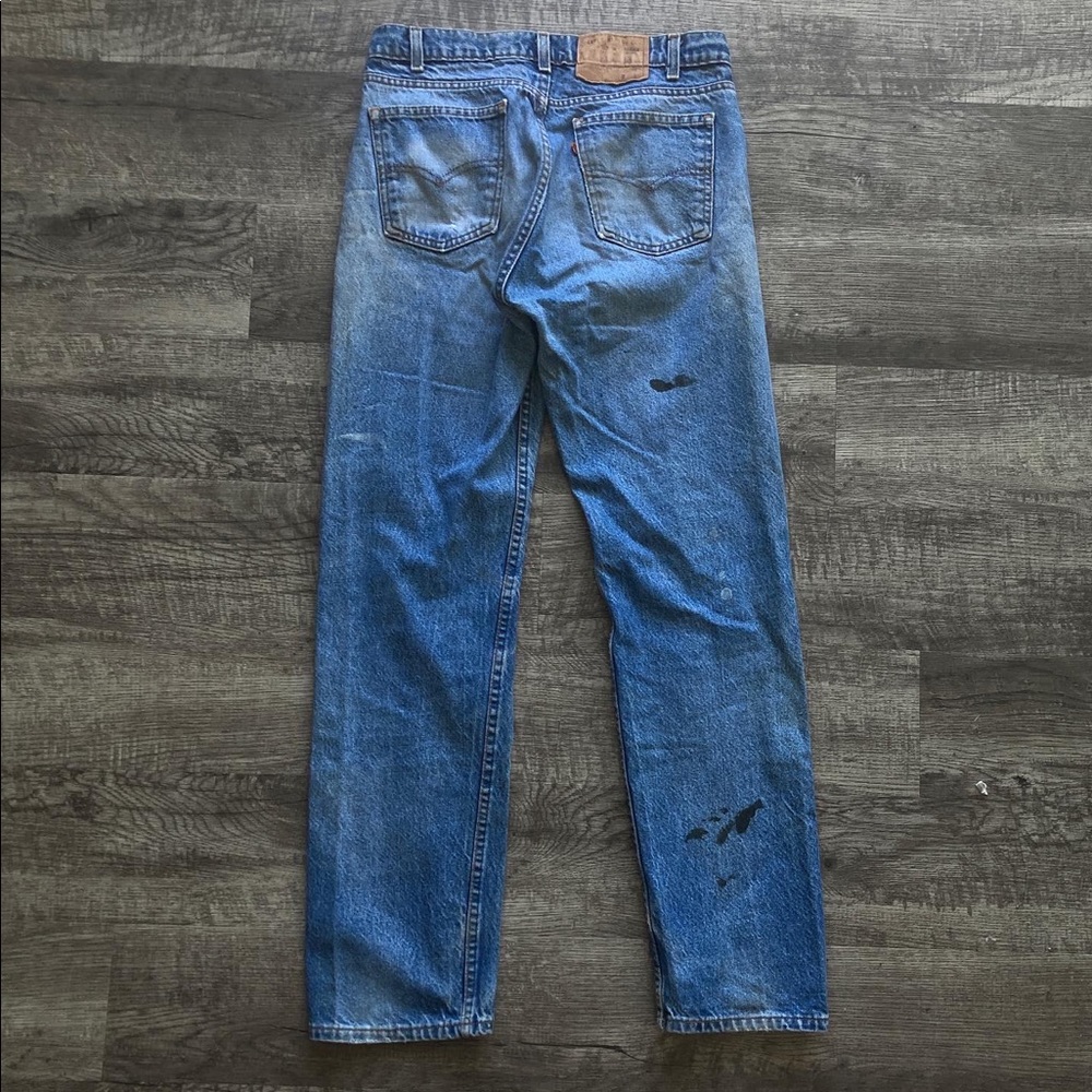 VINTAGE 80s Distressed Orange Tab Levi 505s